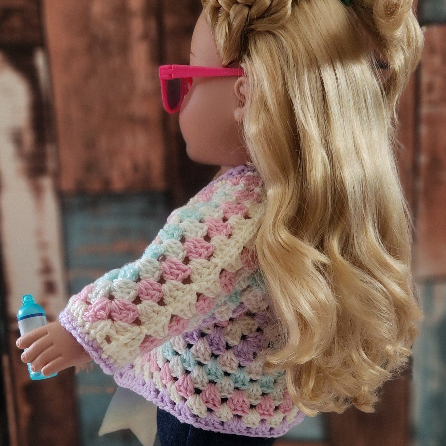 Rainbow Doll Sweater with Detachable Bow – Colorful crochet for 18" Dolls - Simplicity & such