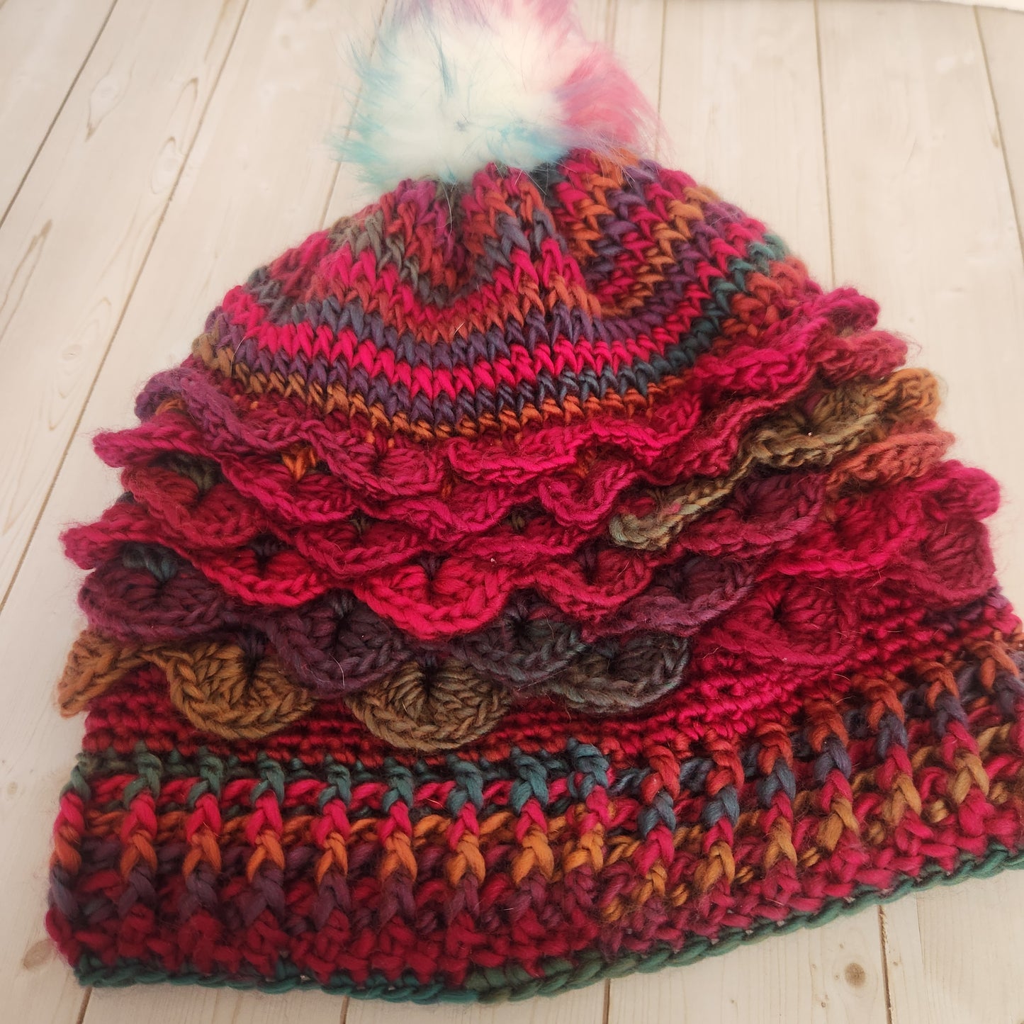 Colorful Crochet Beanie Mermaid Stitch | 100% Acrylic Yarn Hat - Simplicity & such