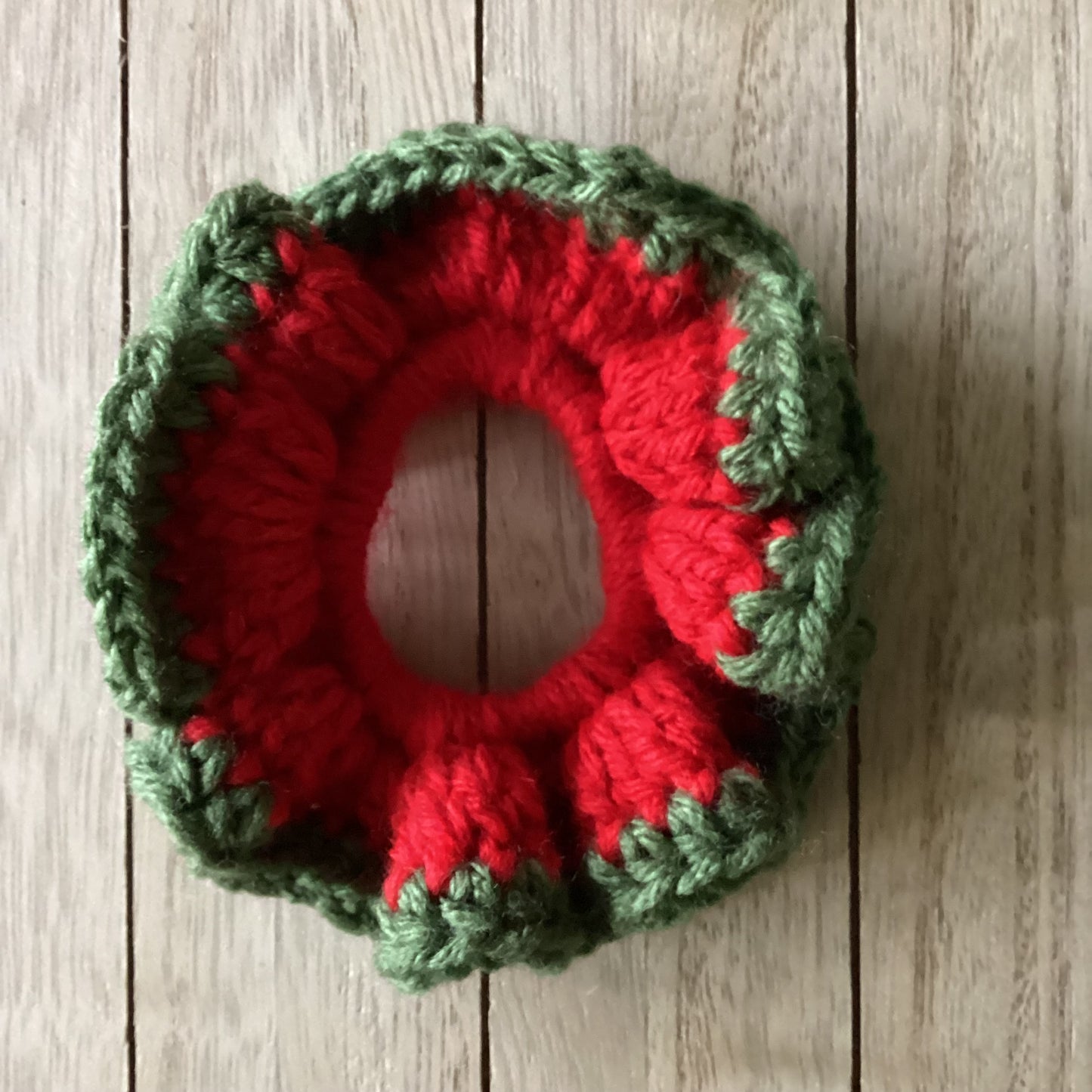 Christmas Crochet Scrunchie – Handmade Holiday Hair Accessory - Simplicity & such