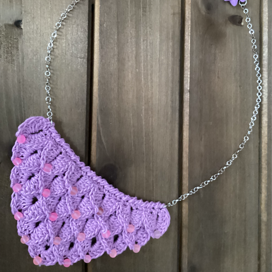 crochet Mermaid necklace made with 4 mm beads, blue green purple with magnet clasp