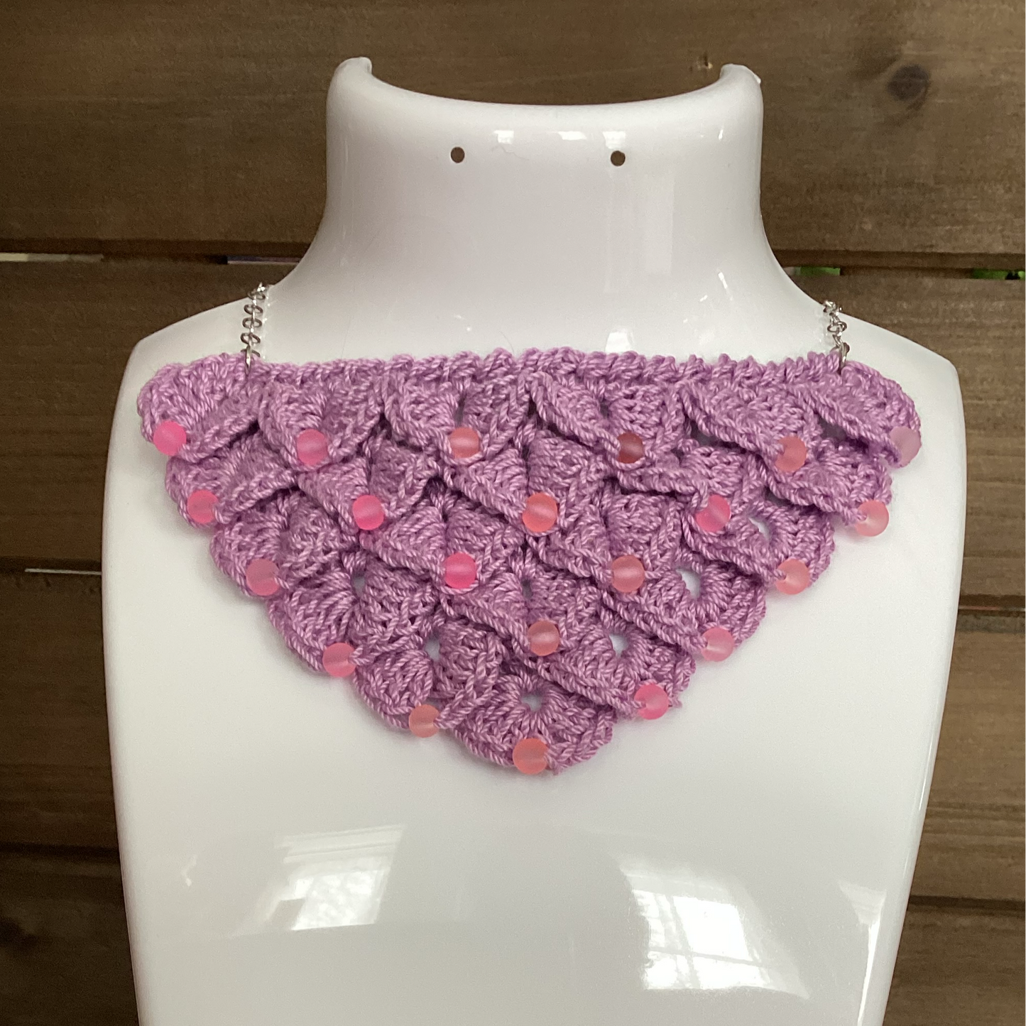crochet Mermaid necklace made with 4 mm beads, blue green purple with magnet clasp