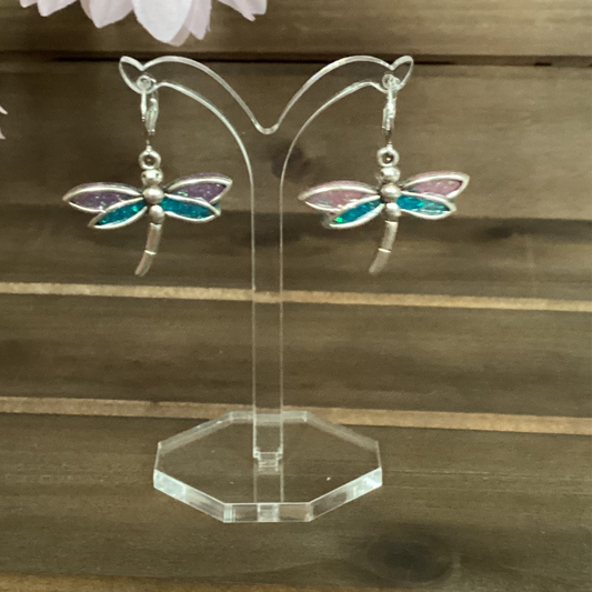 resin earrings stain glass cat dragonfly circle heart