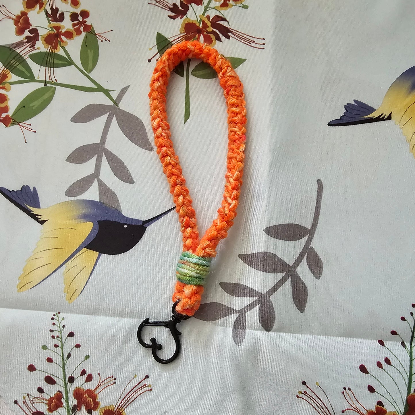 orange and green wristlet keychain