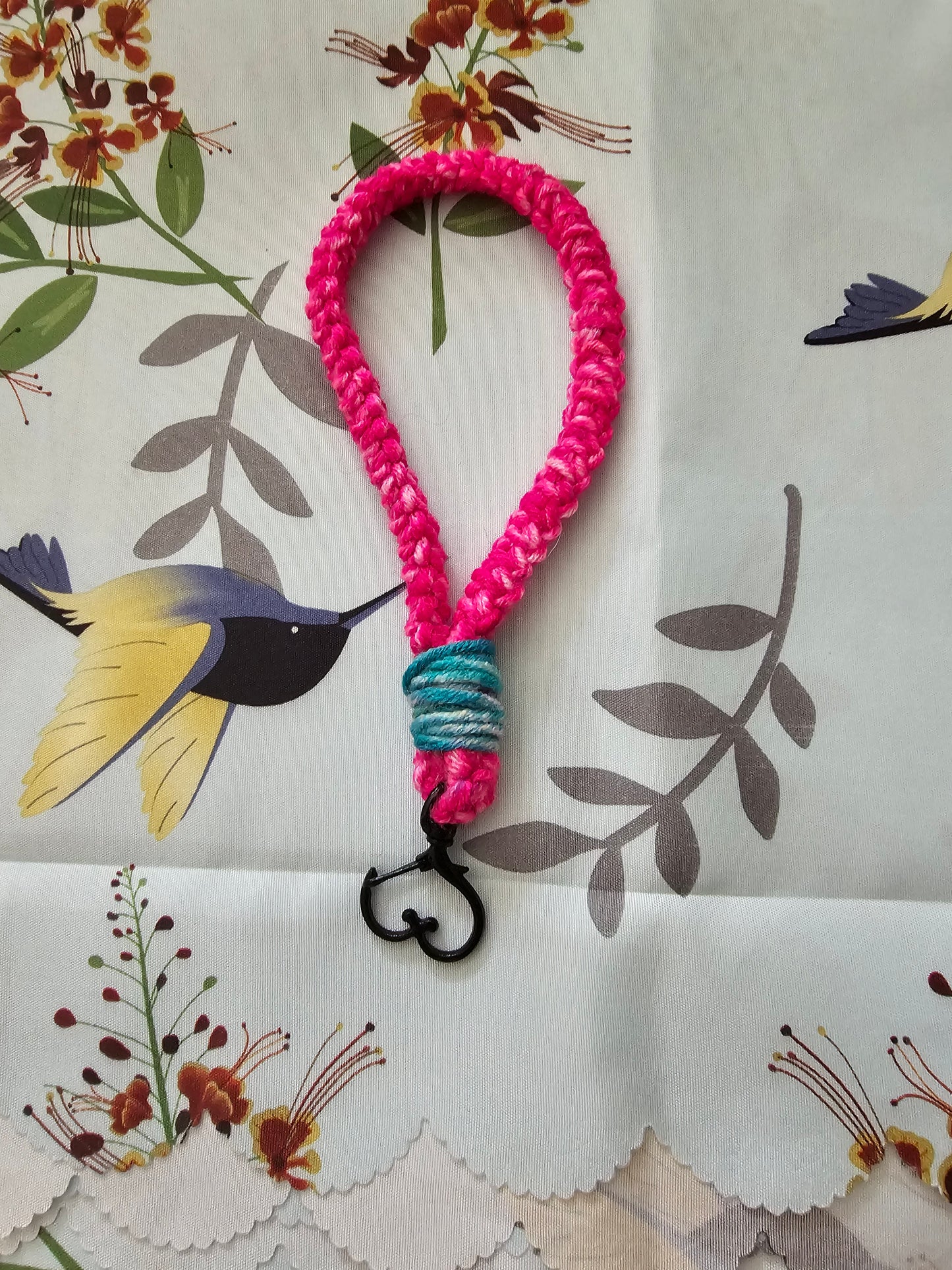 wristlet key chain pink and blue