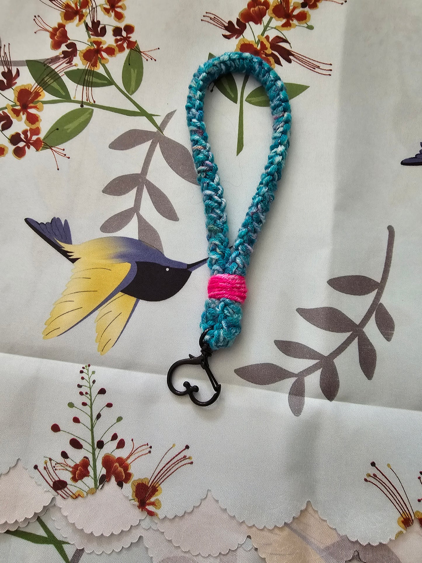 wristlet key chain pink and blue