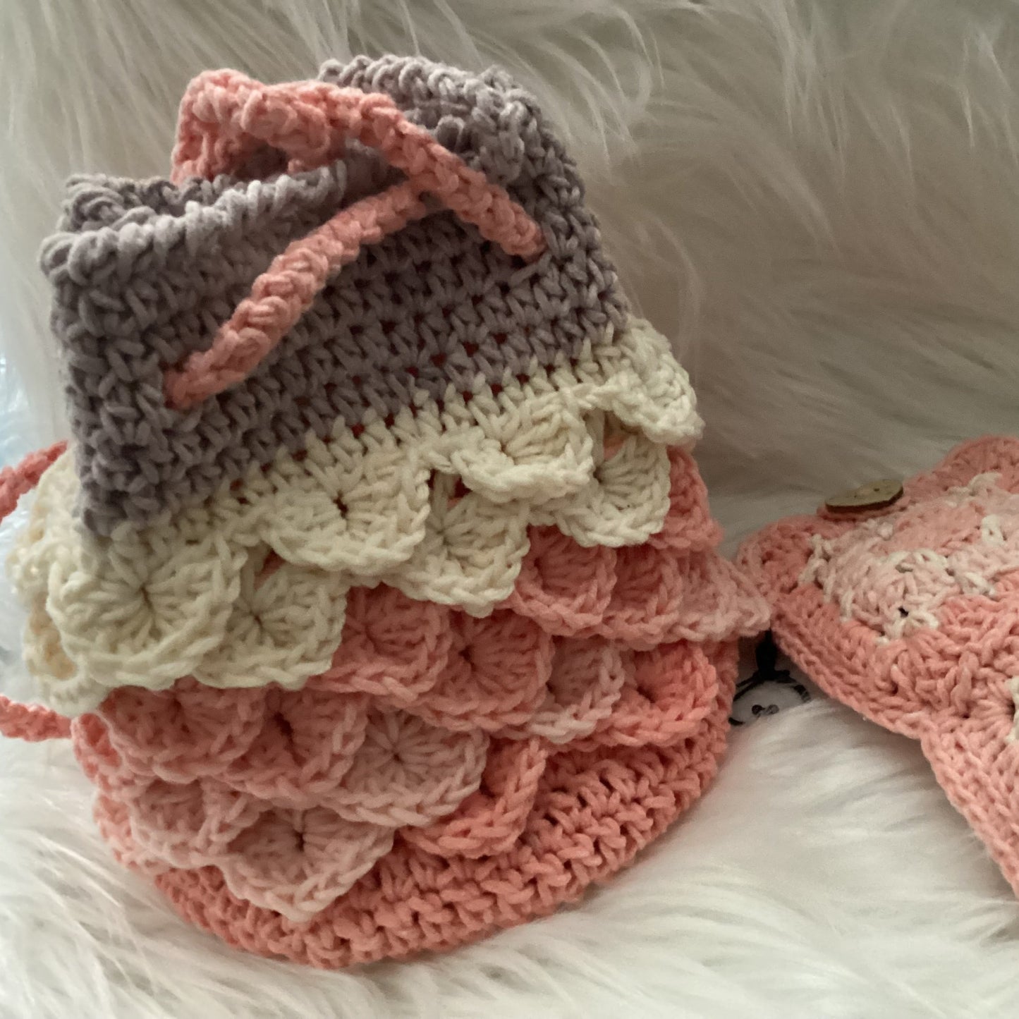purse mermaid pink white purple