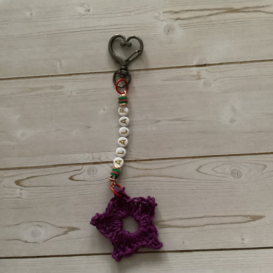Personalized Christmas Crochet stars Keychain – Custom Initials & Clay Beads - Simplicity & such