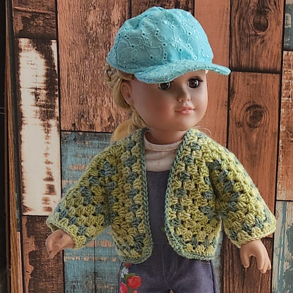 Doll sweater for 18 inch dolls-handmade granny square hexagon cardigan
