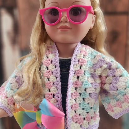 Rainbow Doll Sweater with Detachable Bow – Colorful crochet for 18" Dolls - Simplicity & such
