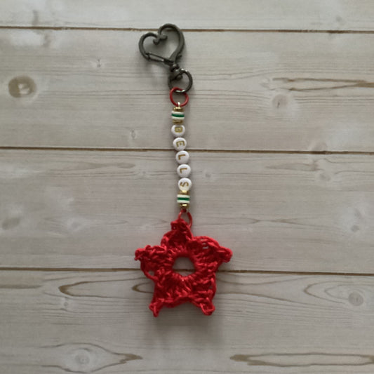 Personalized Christmas Crochet stars Keychain – Custom Initials & Clay Beads - Simplicity & such