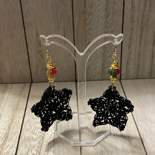 Handmade  beaded Crochet star Earrings - Simplicity & such