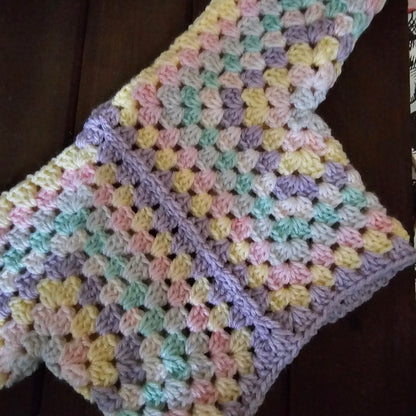 Crocheted, doll sweater, light, rainbow colors, pink, yellow, green purple