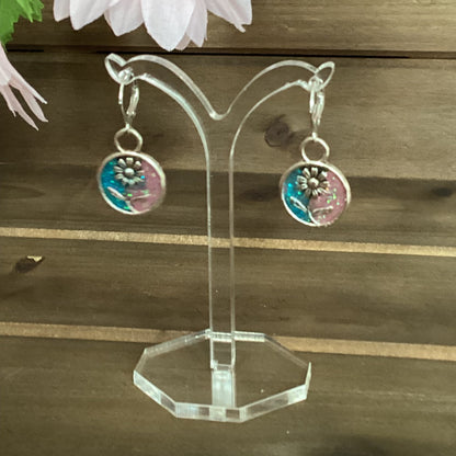 resin earrings stain glass cat dragonfly circle  heart