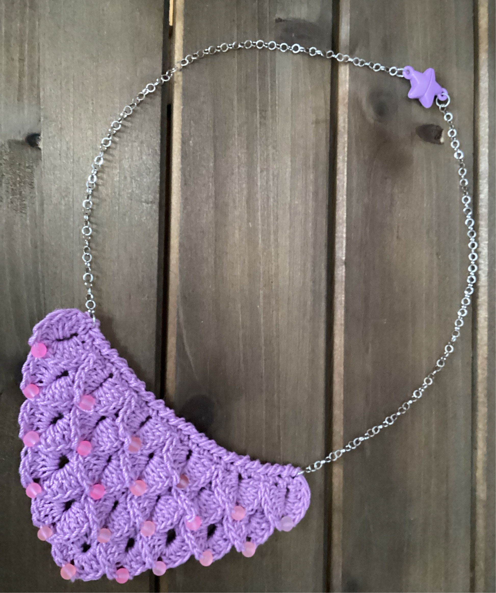 crochet Mermaid necklace made with 4 mm beads, blue green purple with magnet clasp