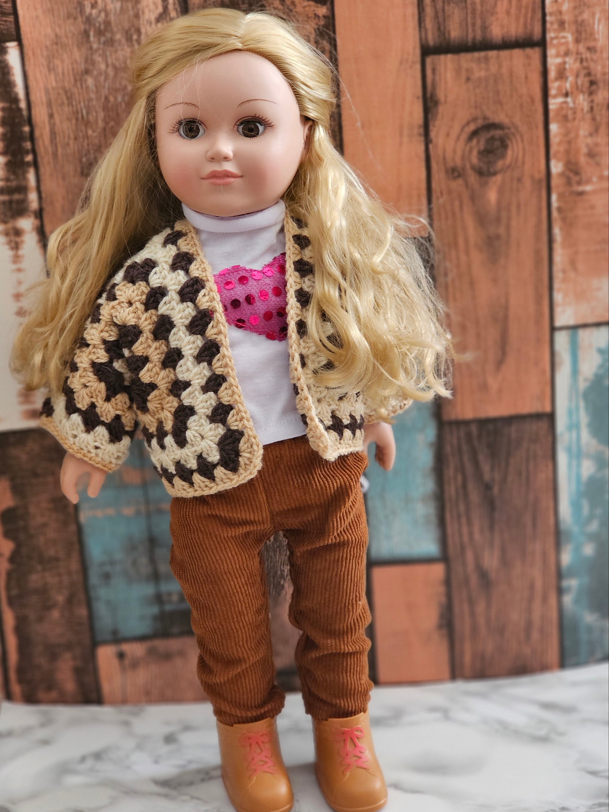 doll sweater 18 inch doll chocolate cappicino