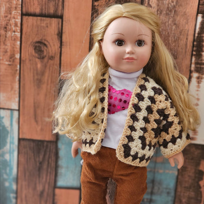 doll sweater 18 inch doll chocolate cappicino