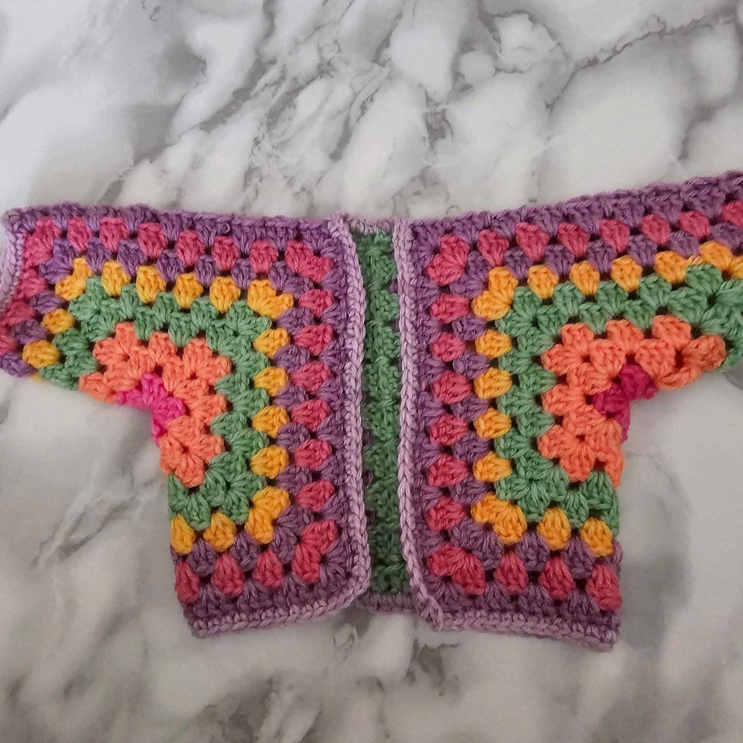 doll sweater pink peach green yellow puple and pink