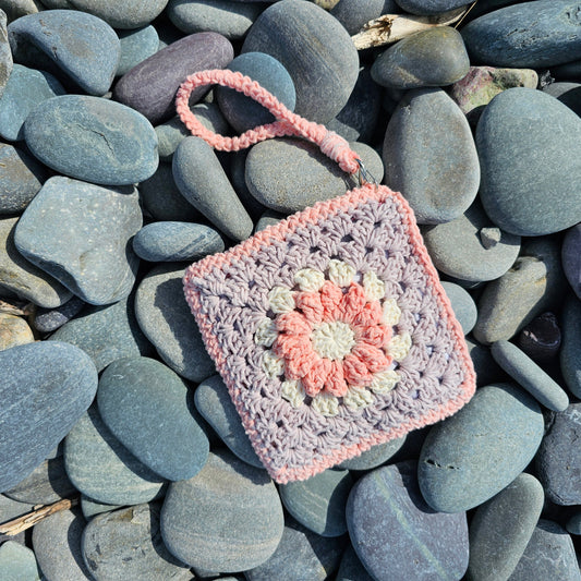 cute wristlet purse with a 3d flower design  pink white and purple 