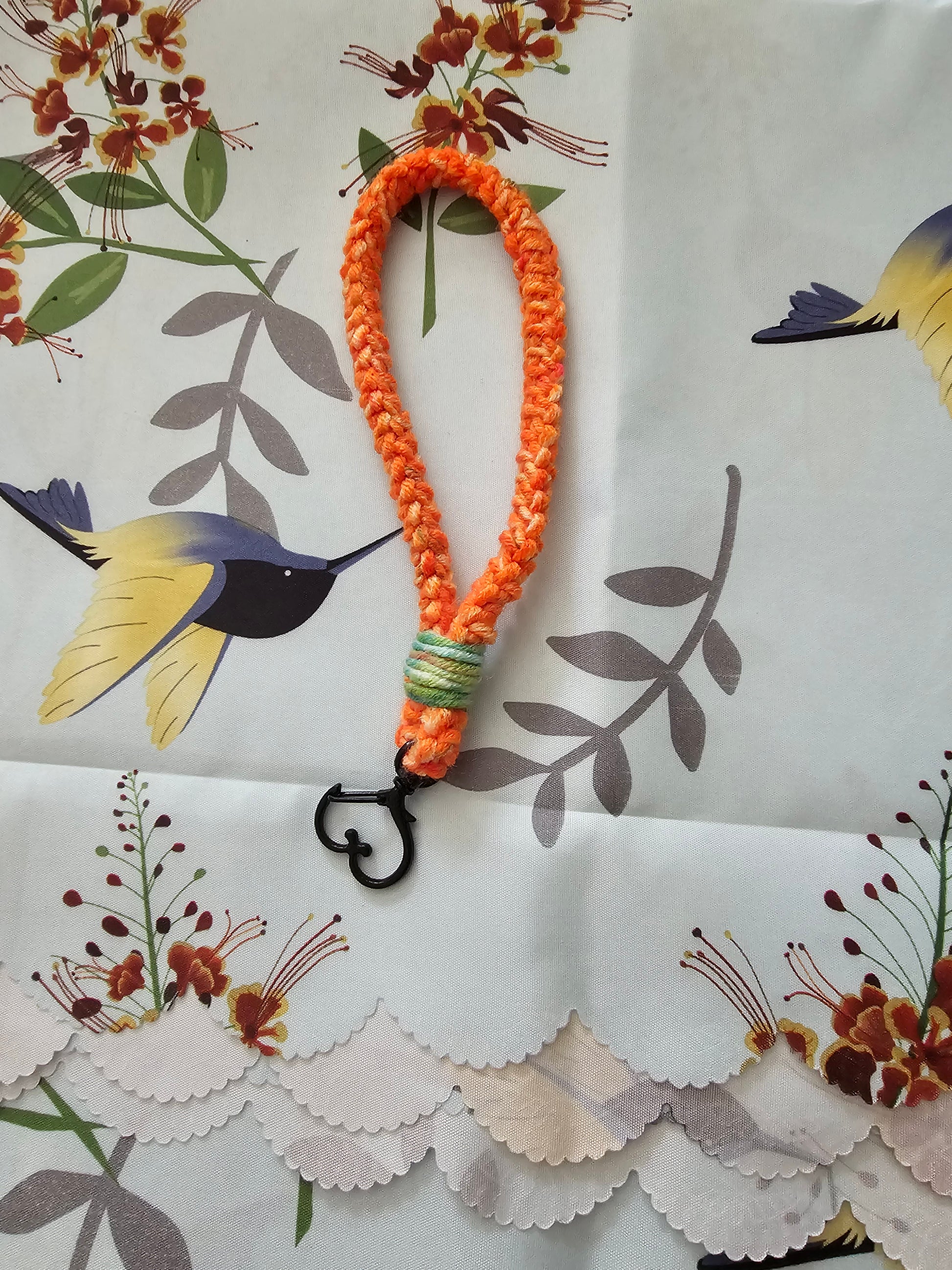 orange and green wristlet keychain