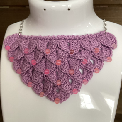crochet Mermaid necklace made with 4 mm beads, blue green purple with magnet clasp