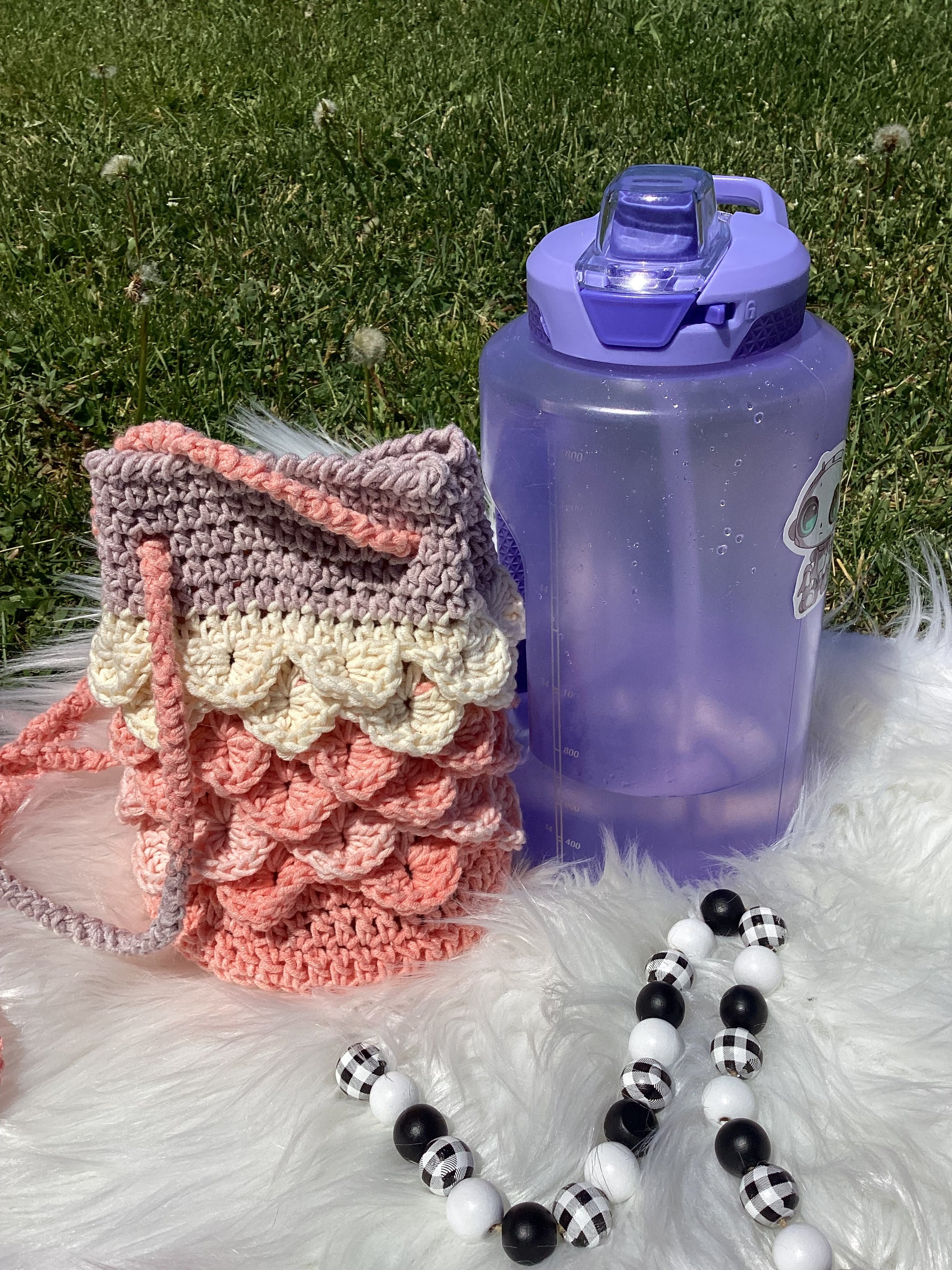 mermaid purse pink white and purple 