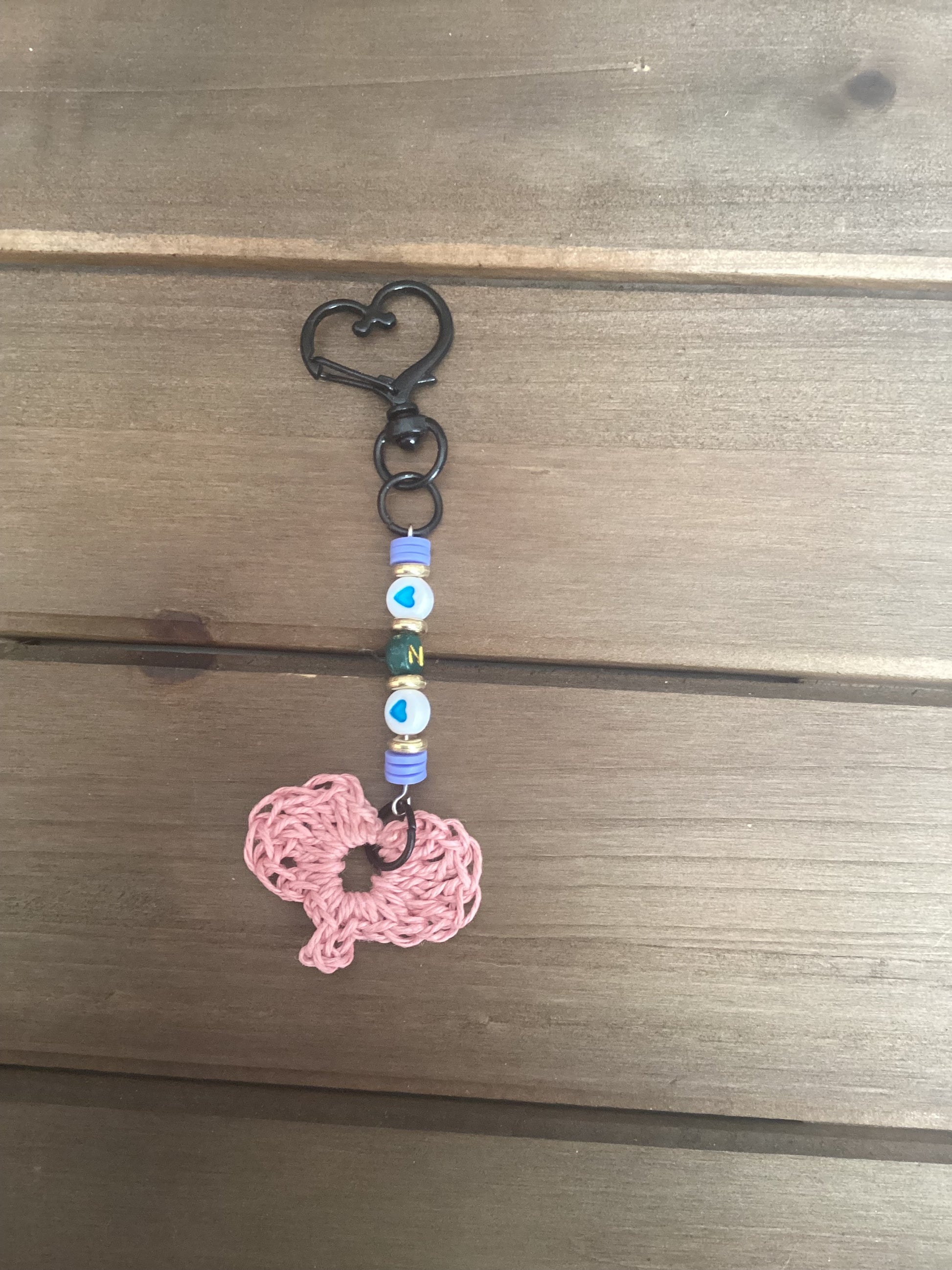  pink heart charm keychain 