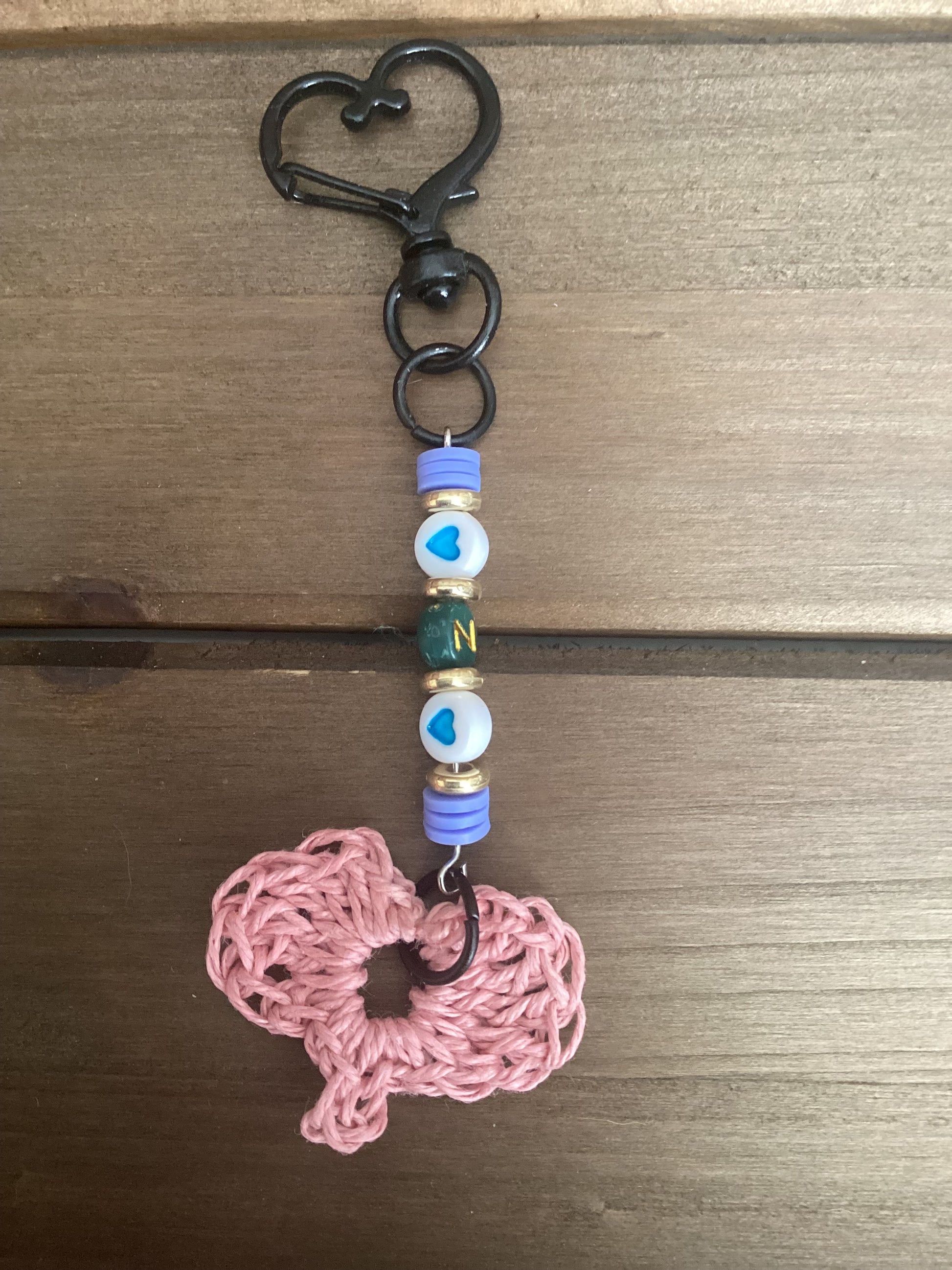  pink heart charm keychain 