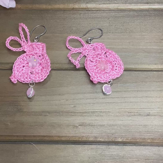 bunny earring pink yellow blue and purple spring earrings 