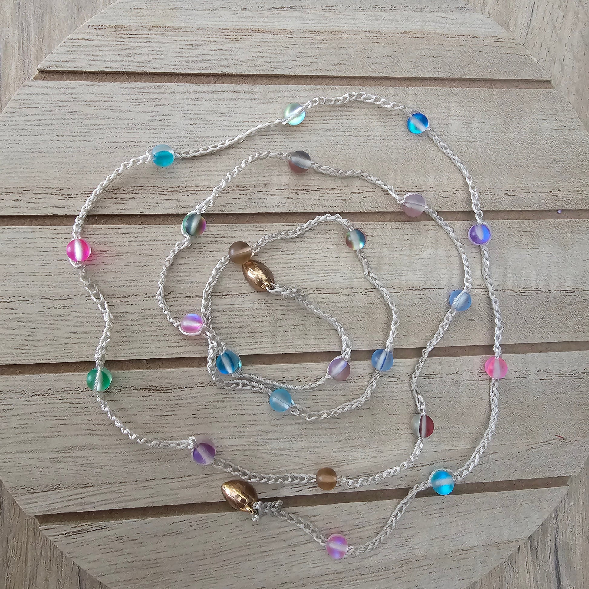 versatile wrap bracelet can be worn as both necklace and bracelet  frost glass beads