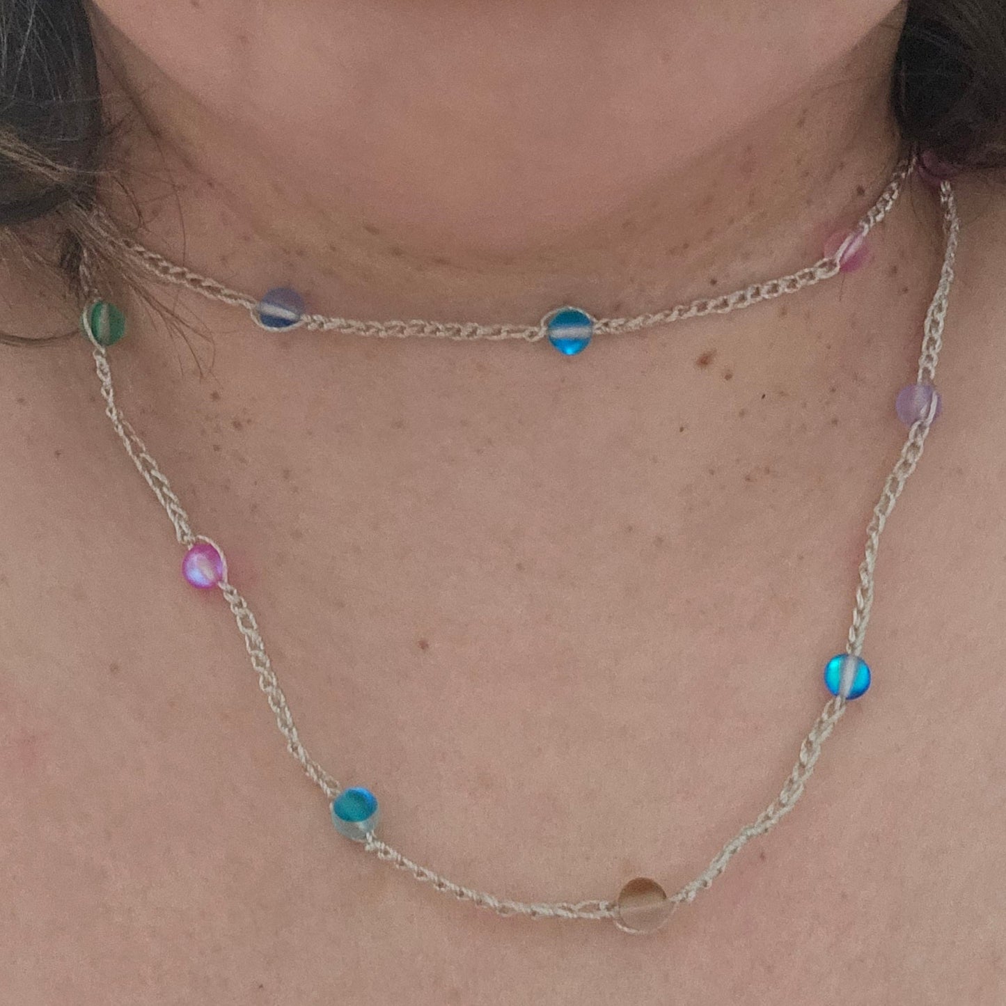versatile wrap bracelet can be worn as both necklace and bracelet  frost glass beads