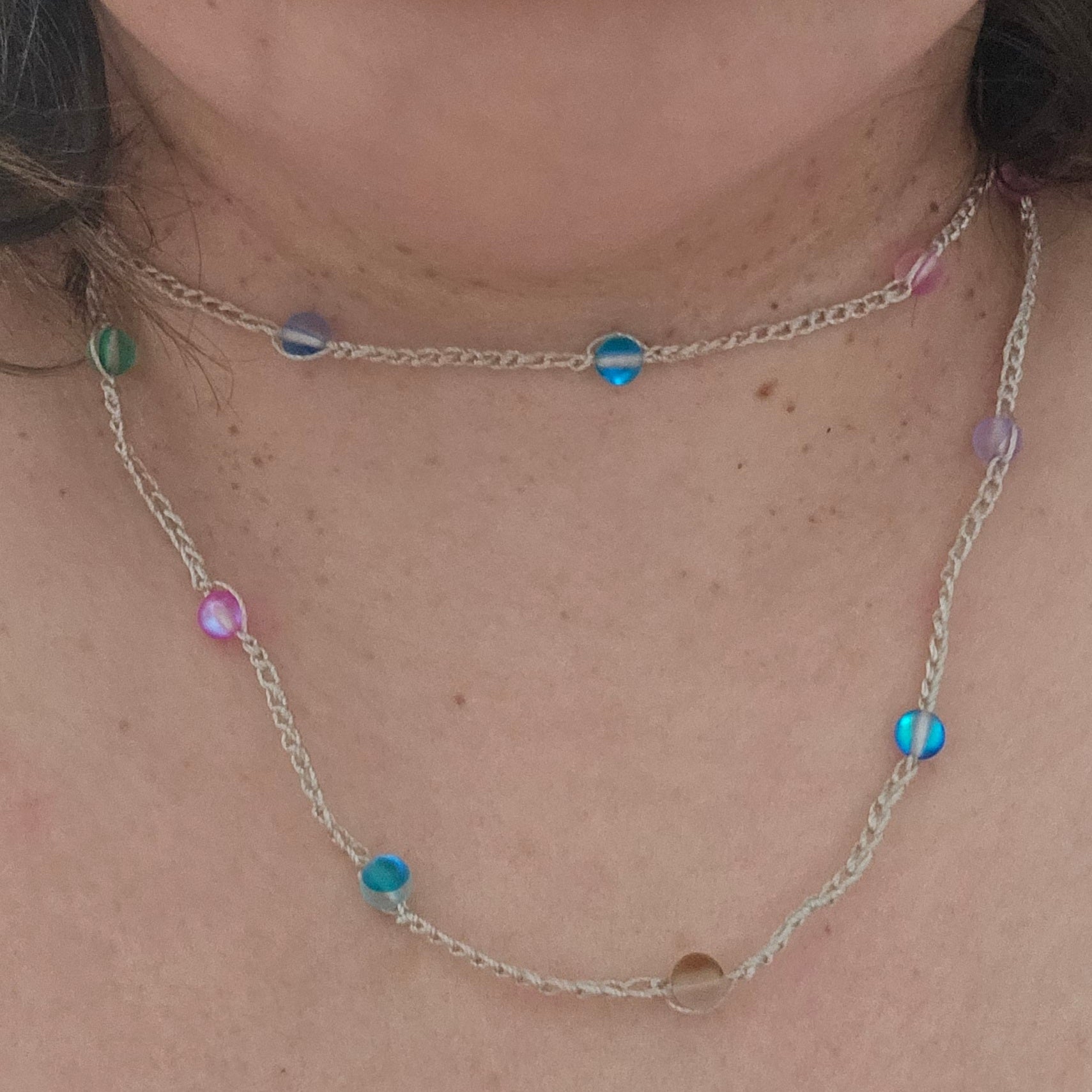 versatile wrap bracelet can be worn as both necklace and bracelet  frost glass beads